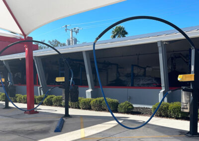 Row of car wash vacuums